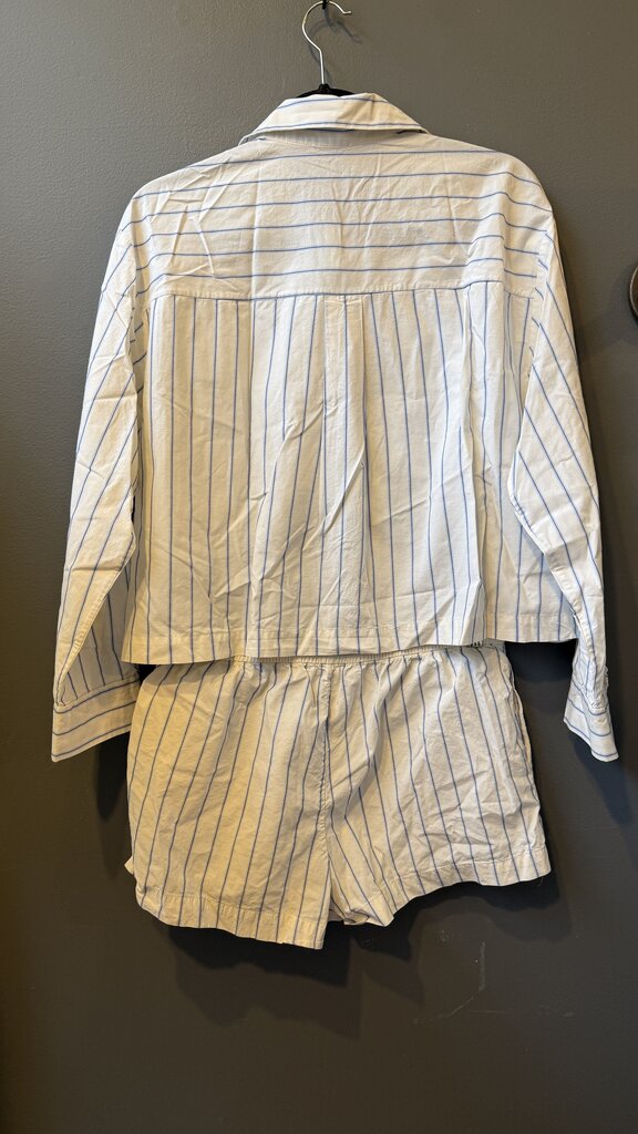 Stripe Button Up + Shorts PJ Set