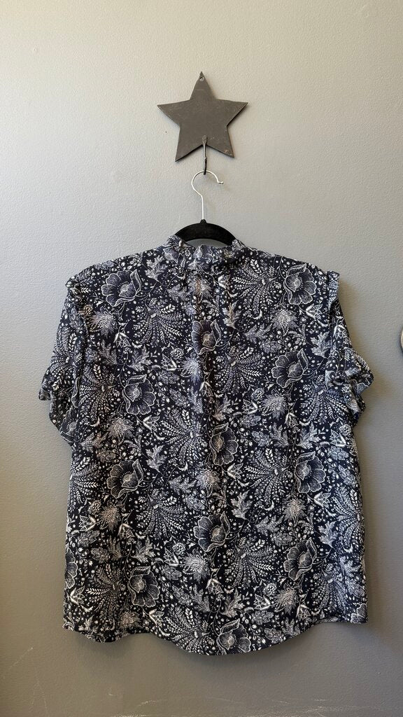 Floral Chiffon Ruffle Neck Blouse