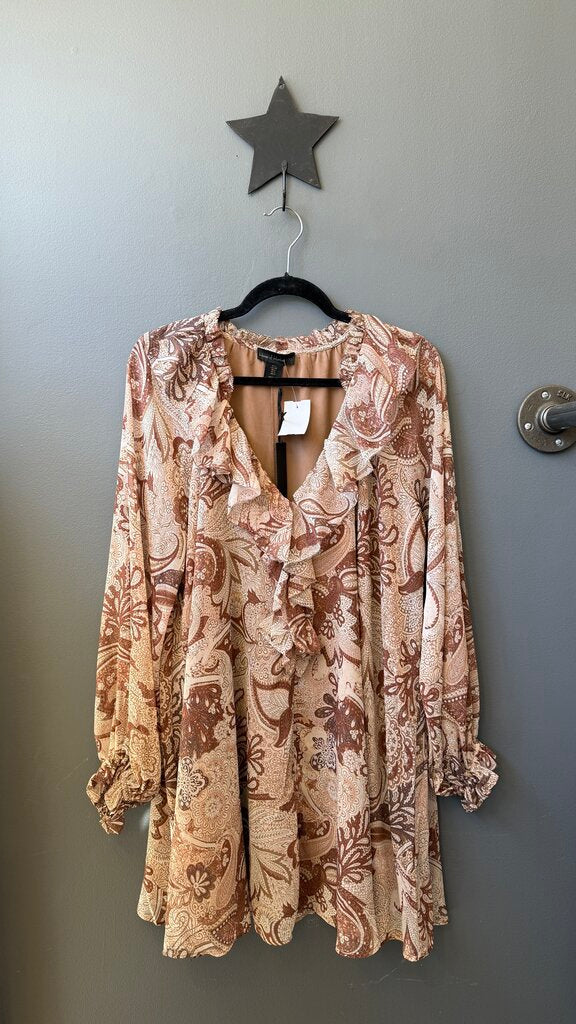 Paisley Ruffle Swing Mini Dress