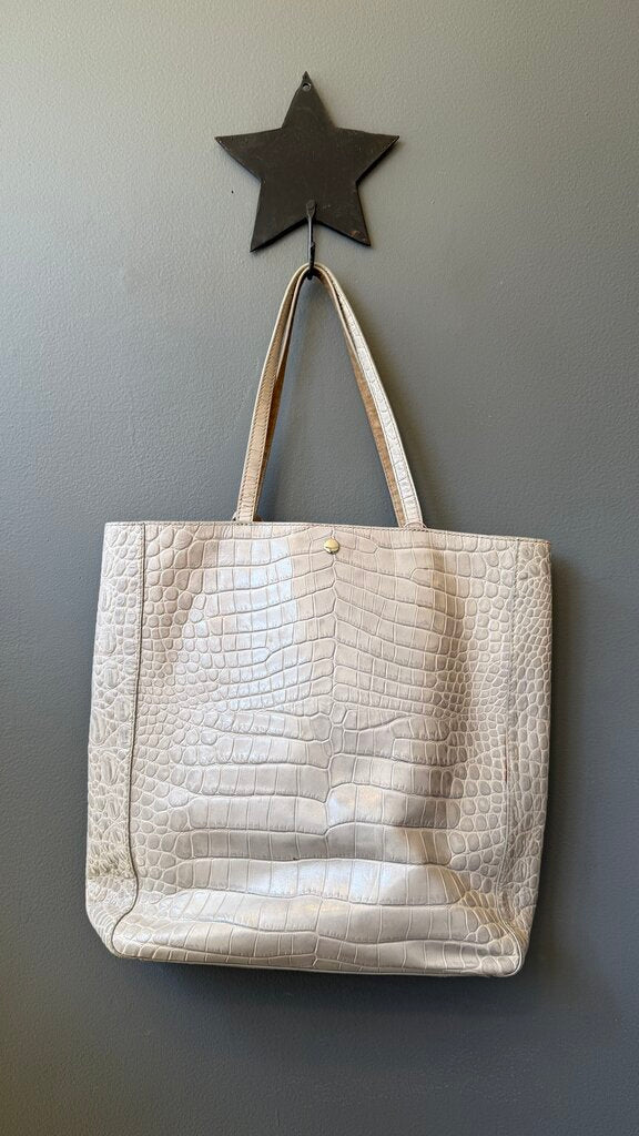 Croc Embossed Leather Tote Bag