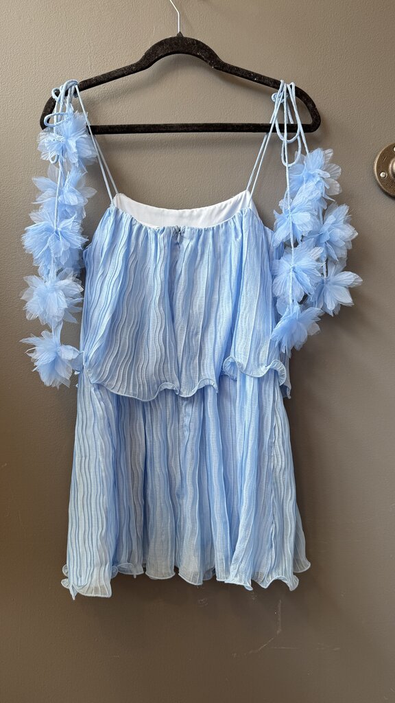 Pom Pom Strap Ruffle Mini Dress