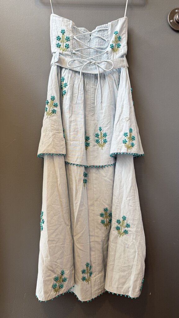 Beaded Embroidered Tiered Midi Dress