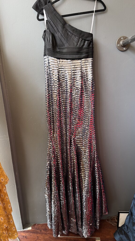 Sequin One Shoulder Maxi Gown Dress