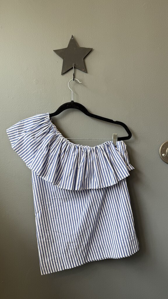Stripe Ruffle One Shoulder Top