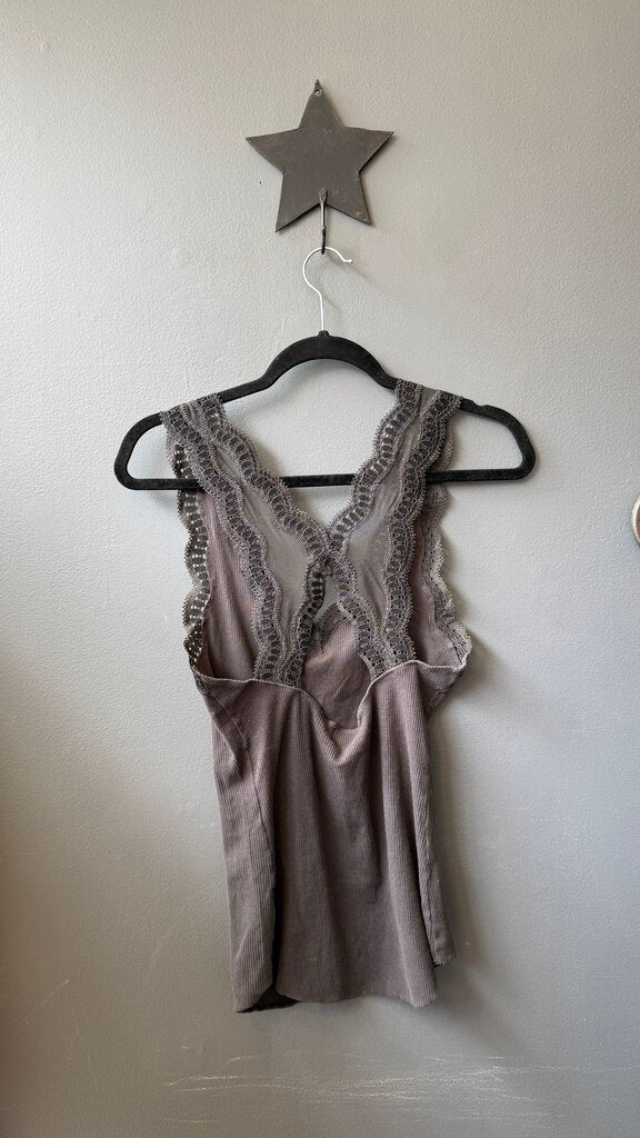 Lace Trim Ribbed Tank Top