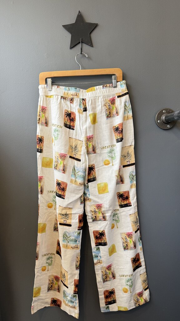 Linen Blend Postcard Wide Leg Pants