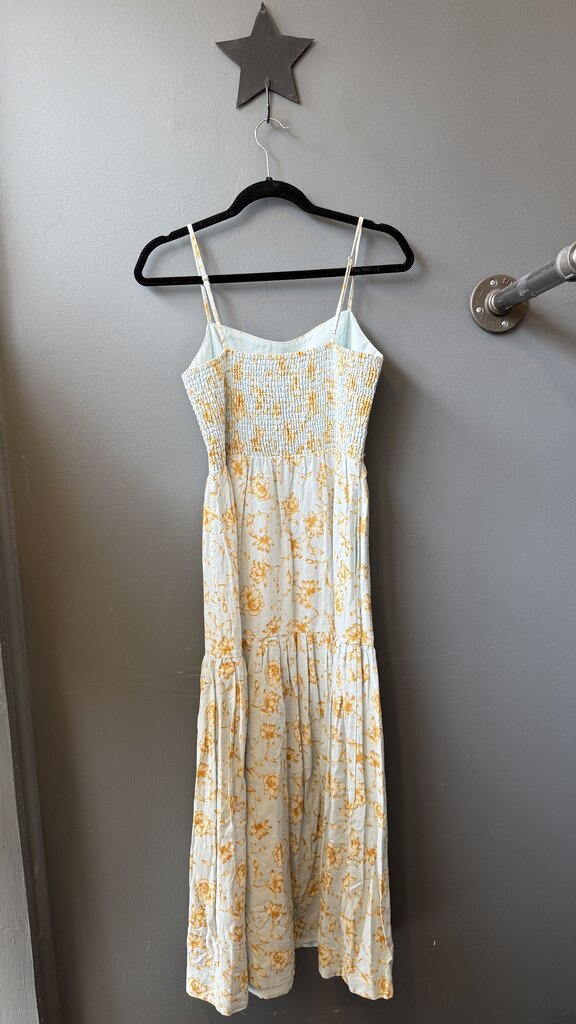 Linen Blend Floral Midi Dress