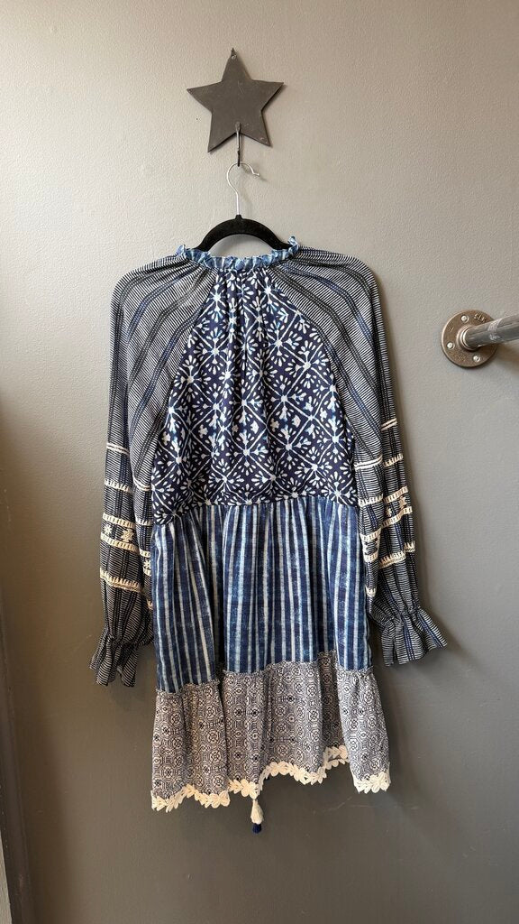 Mixed Print Drawstring Dress