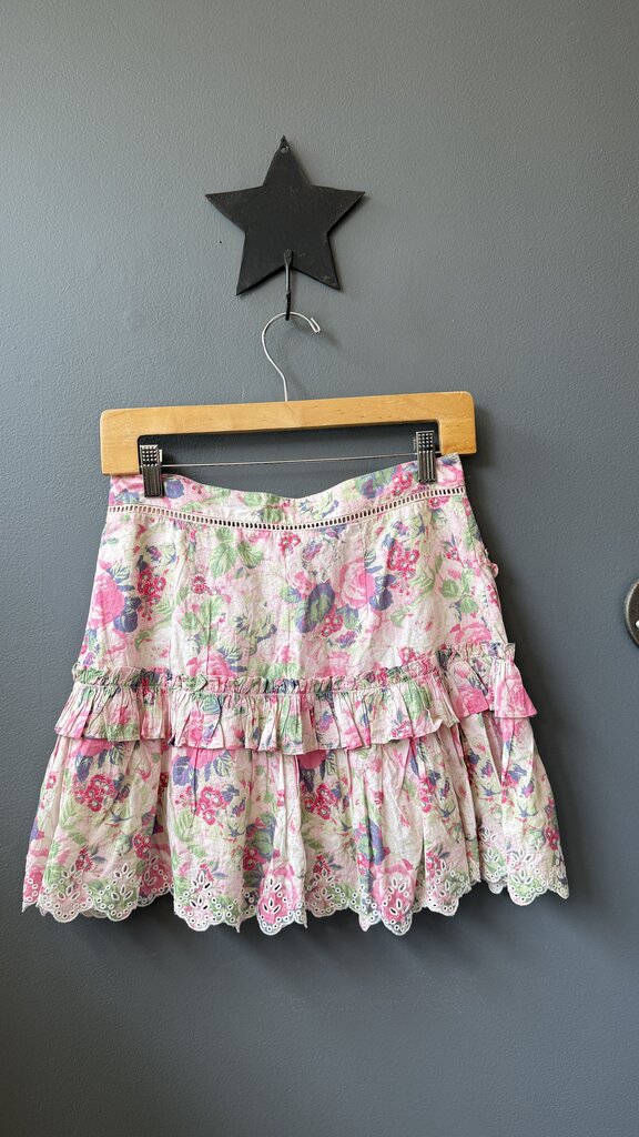 Rose Eyelet Ruffle Mini Skirt