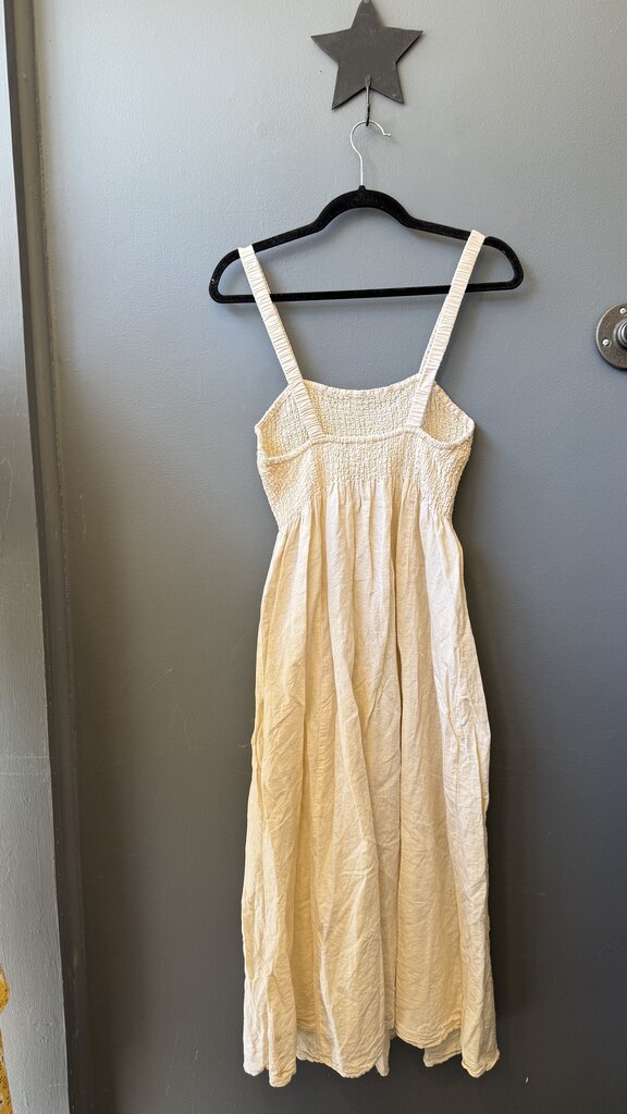 Linen Cotton Smocked Midi Dress