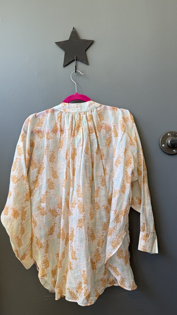 Printed Ruffle Front Blouse