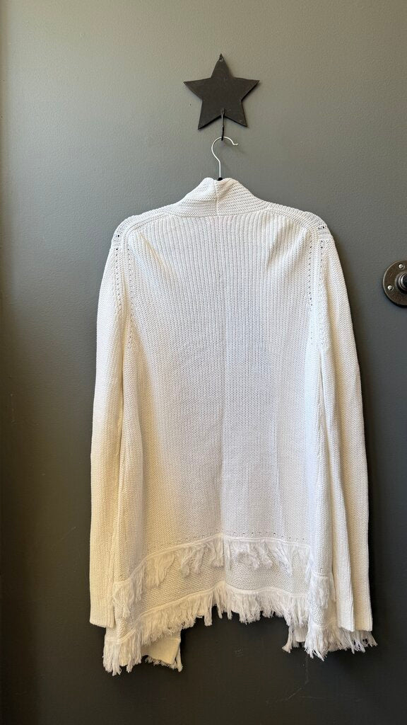 Cotton Fringe Hem Cardigan Sweater