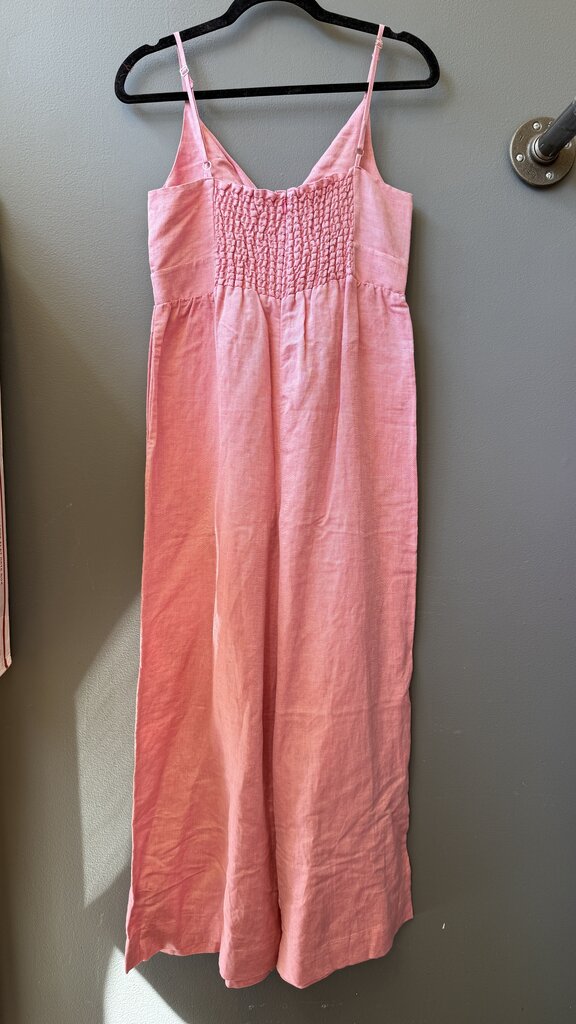 Linen Blend Tie Front Wide Leg Jumpsuit