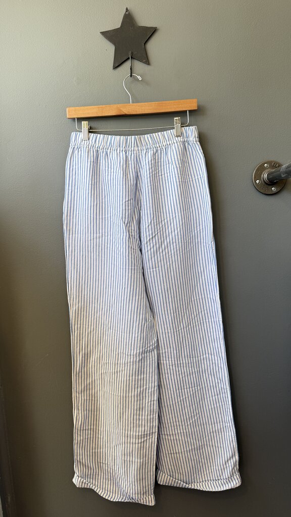 Wide Leg Linen Blend Stripe Pants