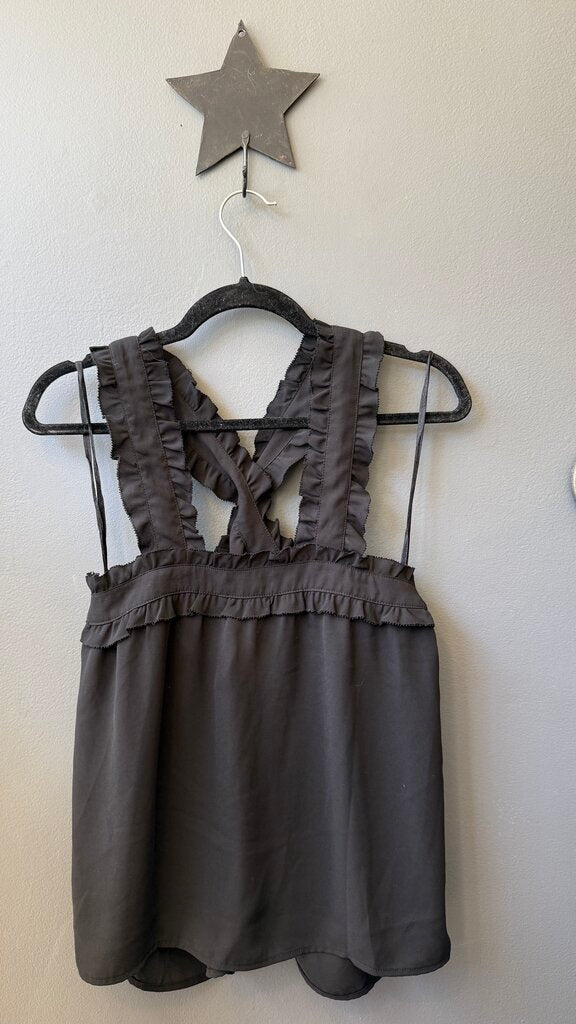 Ruffle Trim X front Sleeveless Top