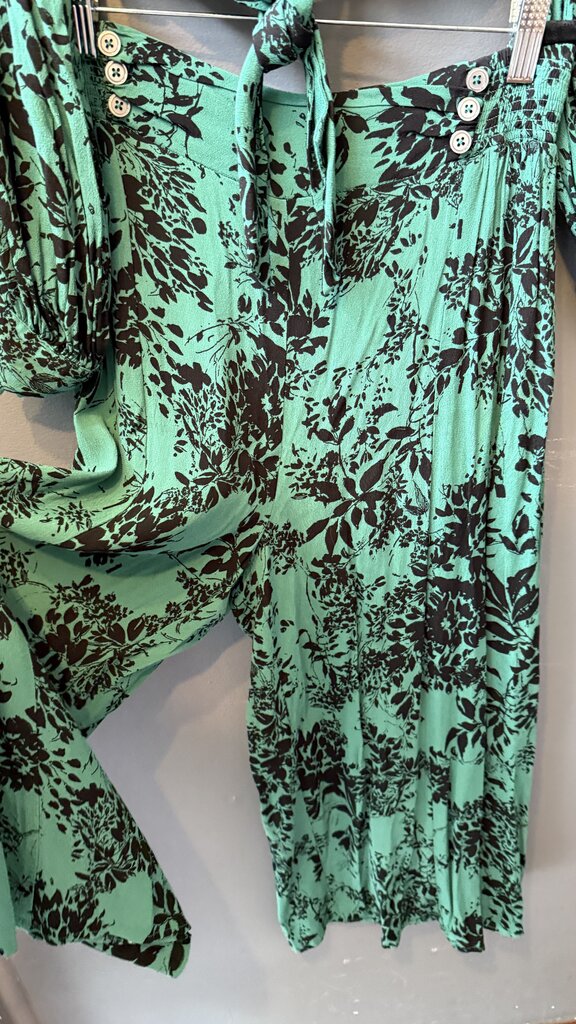 Floral Crop Top + Wide Leg Pant Set