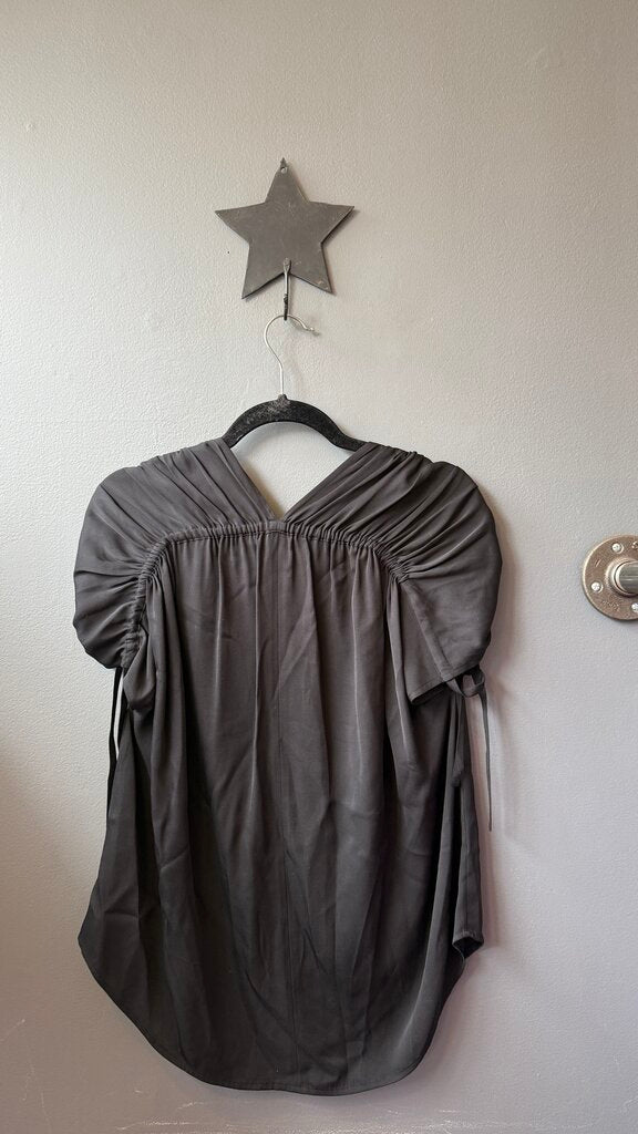 Silk Drawstring Shoulder Blouse