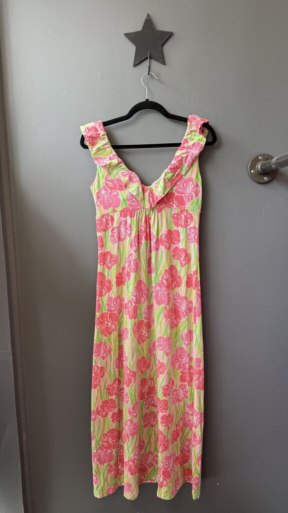 Cotton Jersey Ruffle Maxi Dress
