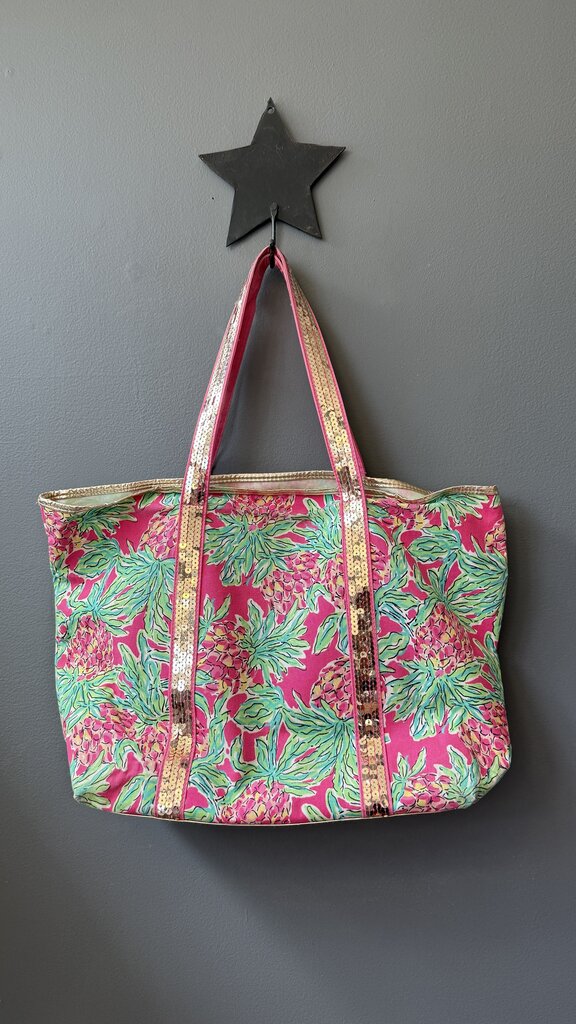 Sequin Trim Canvas Tote Bag
