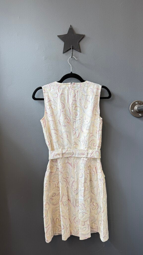 Embroidered Denim Belted Dress