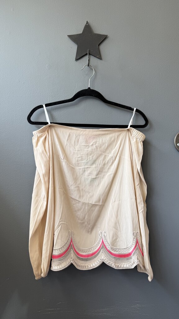 Silk Embroidered Off the Shoulder Blouse