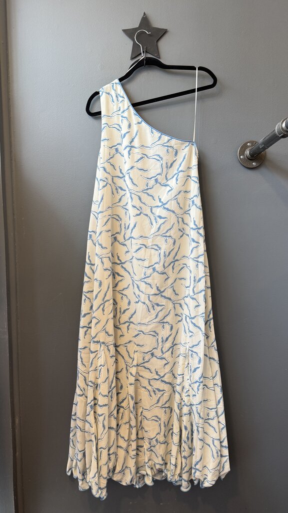 Coral Print One Shoulder Maxi Dress