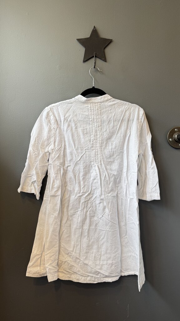 Cotton Linen Pintuck Tunic Blouse