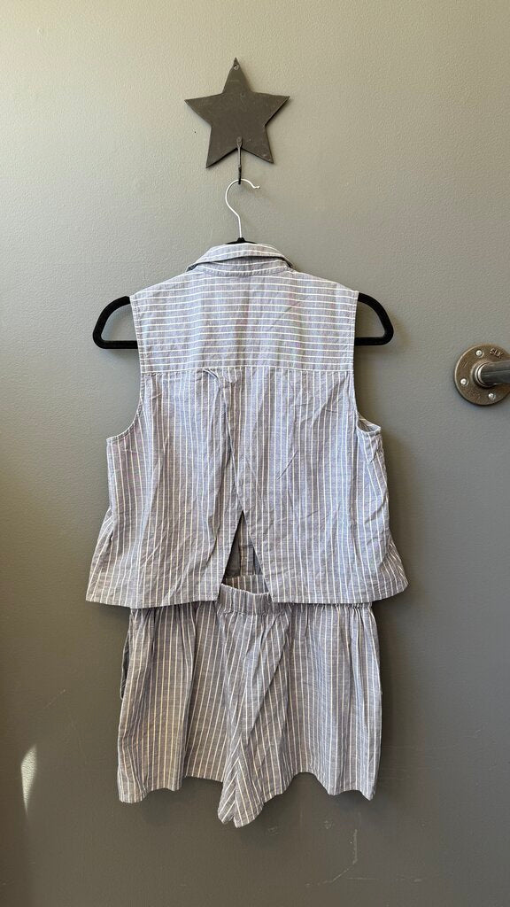 Cotton Stripe Open Back Romper
