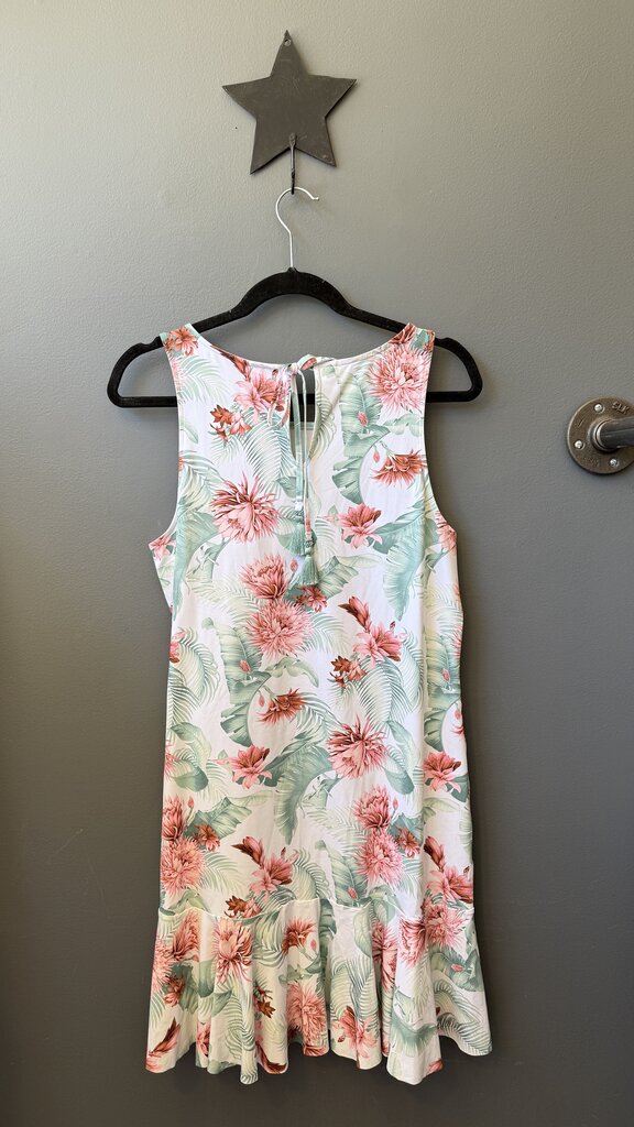 Floral Palm Ruffle Hem Coverup Dress