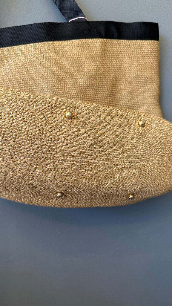 Plastic Lined Straw Tote Bag