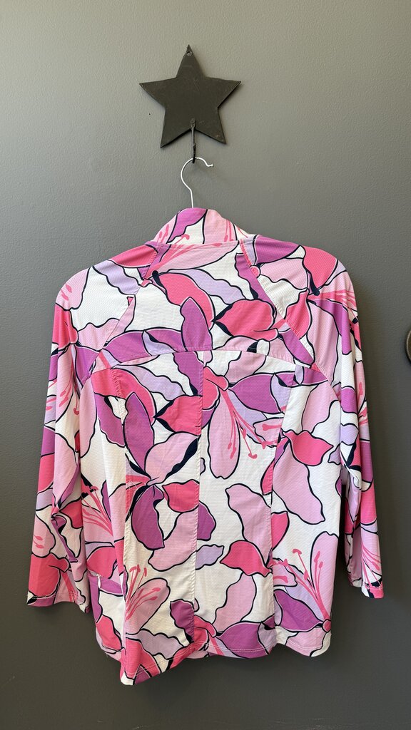 Floral Ruched 1/4 Zip Pullover