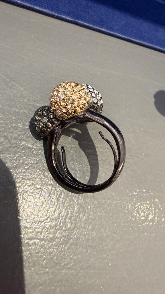 Adjustable Rhinestone Ball Ring