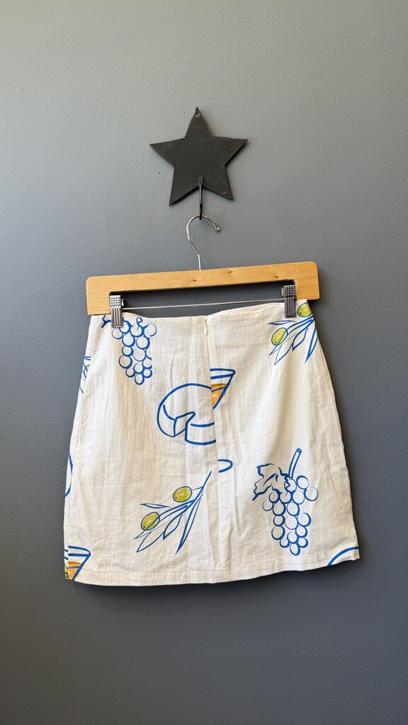 Cheese Olive Print Mini Skirt