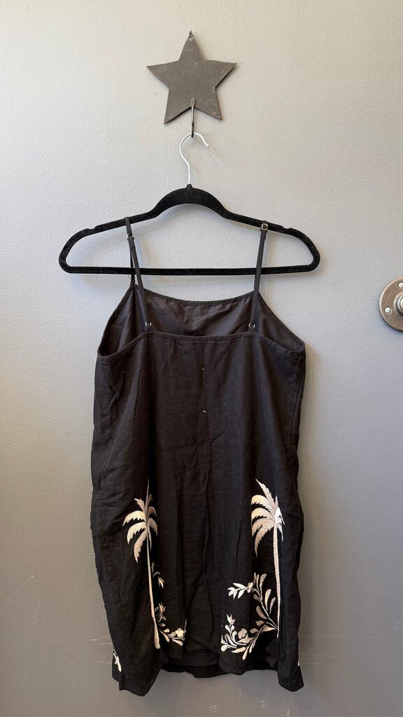 Linen Blend Embroidered Shift Dress