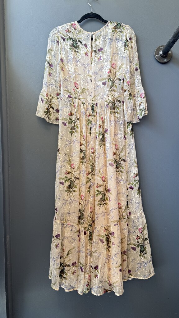 Silk Blend Floral Maxi Gown Dress