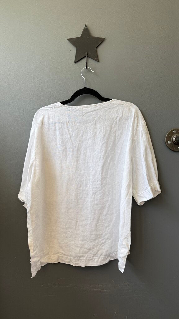 Linen Boxy Pocket Top