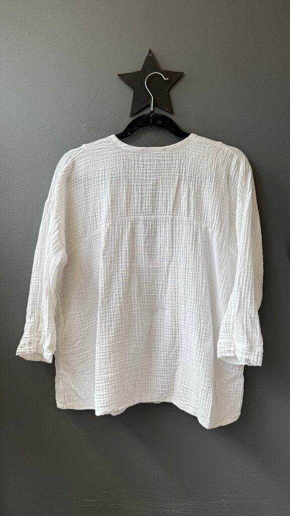 Cotton Gauze Deep Vneck Top