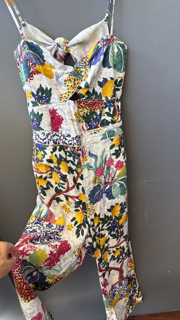 Tropical Wide Leg Tie Back Jumpsuit