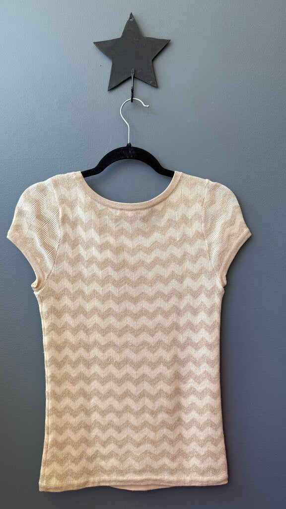Metallic Chevron Short Sleeve Sweater