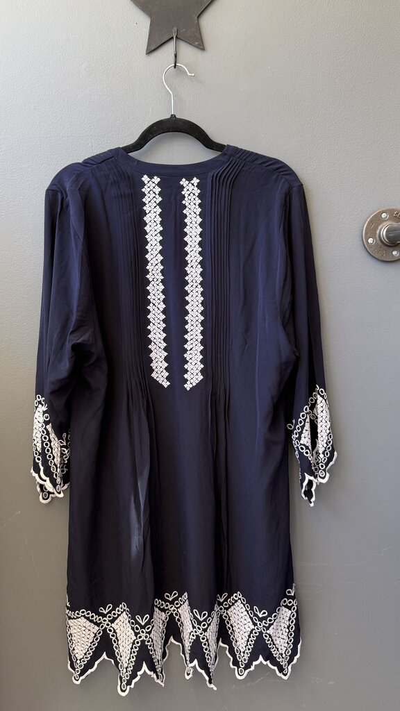Embroidered Silk Tunic Shift Dress