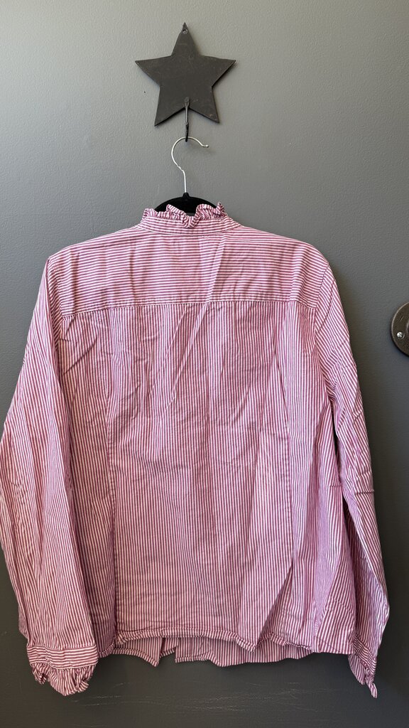 Stripe Ruffle Collar Button Up Shirt