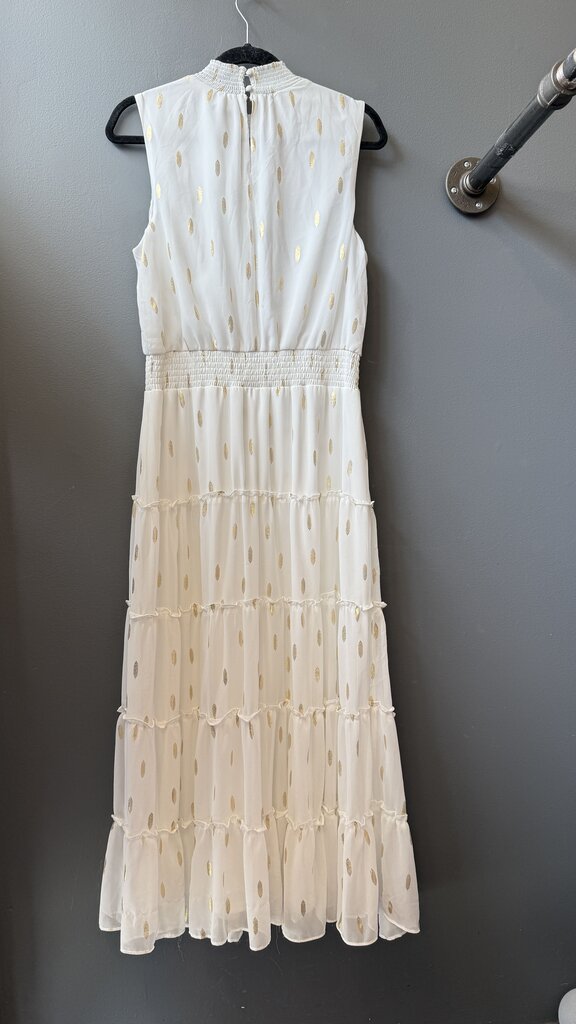 Gold Metallic Smock Detail Maxi Dress
