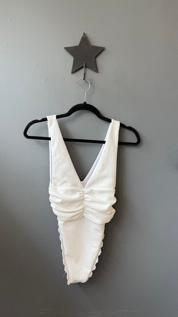 Ruched Crochet Trim Swimsuit