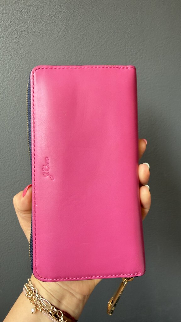 Pink Leather Zippy Wallet