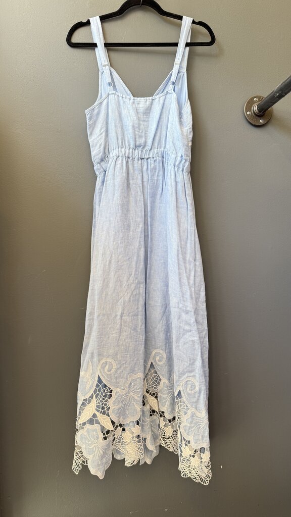 Lace Hem Linen Midi Dress