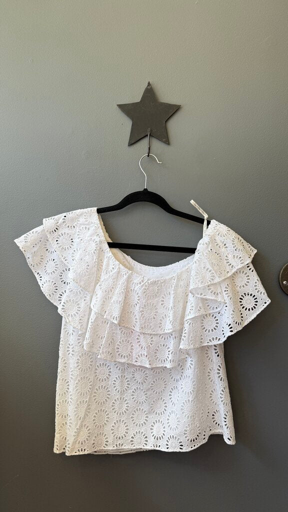 Eyelet Ruffle Off the Shoulder Top