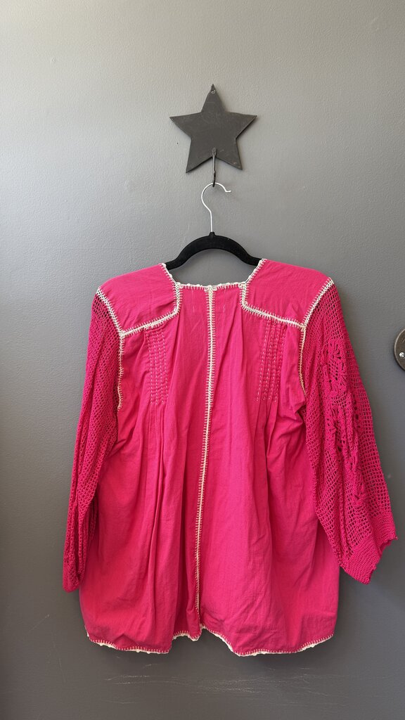 Crochet Sleeve Tassel Blouse