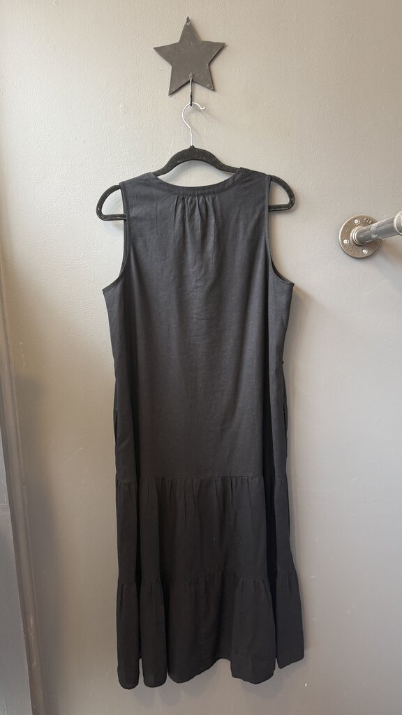 Linen Blend Tiered Midi Dress