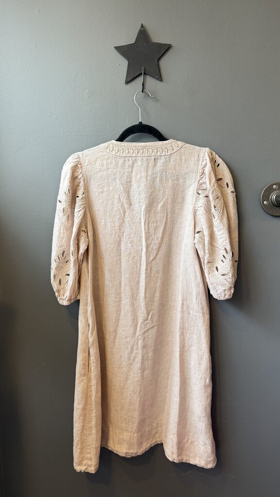 Linen Puff Sleeve Shift Dress