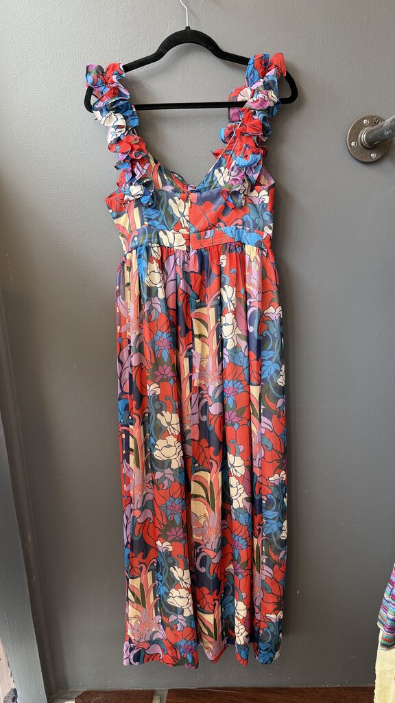 Chiffon Ruffle Maxi Gown Dress